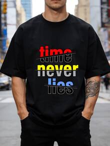 Camiseta negra de gran tamaño para hombre, camiseta con estampado de astronauta bailando, top casual de manga corta, estilo de moda urbana. - Negro - Ver 2