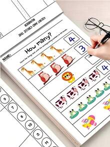 64-Page Engaging Math Workbook Featuring Transportation, Forest Animals, Marine Life, And Fruits/Plants, Suitable For Early Arithmetic Development - Multicolor - View 3