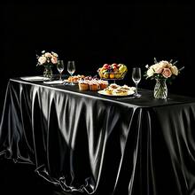89.76 Inch (228 Cm) Round Satin Tablecloth - Elegant Smooth Fabric Tablecloth For Weddings, Birthdays, Christmas, Halloween Parties And Dining Table Decor - Multicolor - View 80