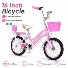 Random Color 16-Inch Casual Bicycle, Front Storage Basket And Rear Backrest Pedal Bike, Carbon Steel Frame, Suitable For Easy Riding - Multicolor - View 3