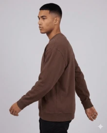 Men's Comfortable And Warm Printed Crew Neck Sweatshirt With Brazil World Cup Design - Rust Brown - View 3