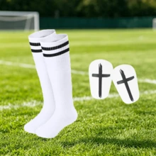 Cross-Football Training Accessories Set, Long Striped Socks + Printed Pads Combination, Lightweight Outdoor Sports Accessories, Suitable For Field Training Activities - Cross - View 9