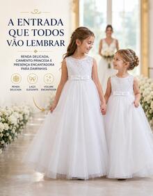 Long Dress For Children, Youth, Party, Flower Girl, Bridesmaid, Wedding, Flower Girl, Debutante, Princess, Miss, Lace With Bow, 3/4 Sleeve, Luxury - 3 To 16 Years - 白色 - 查看 4