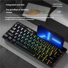 AULA F3061 Mechanical Feel Keyboard 64 Keys RGB Backlit Wired Mini Keyboard Portable Mouse Keyboard For Laptop PC Original Aula Gaming Keyboard - View 2