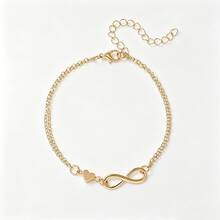1pc Minimalist Casual Alloy 8-Figure Infinity Symbol Heart Chain Multi-Layer Bracelet Suitable For Women - 8-character Infinity - View 1