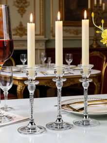 3pcs Crystal Glass Taper Candle Holders Set Goblet Shaped Crushed Crystal Stem Rhinestone Ball Tall Candlestick Stand Different Heights Luxury Table Centerpiece For Wedding Party Dinner Home Decor - Candlestick - View 7