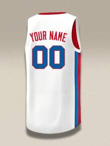 Personalized Custom Basketball Jersey For Your Team, Customizable Name And Number Sports - White - View 4