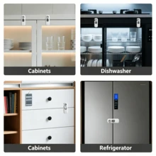 2 Pcs Universal Safety Locks, 360-Degree Rotatable Heavy-Duty Childproof Lock, For Cabinets Single Door Refrigerator Freezer, Easy To Install - Multicolor - View 7