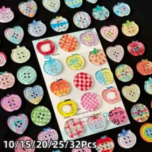 10/15/20/25/32個蘋果形狀鈕扣，經典圓形蘋果輪廓，可愛且高品質，清新甜美，適用於日常服裝、手工藝品、珠寶製作、蘋果鈕扣配件、DIY服裝鈕扣 - 多色 - 查看 1