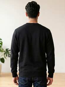 Men's Comfortable And Warm Printed Crew Neck Sweatshirt With Brazil World Cup Design - Black - View 2