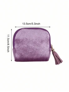 Velvet Jewelry Storage Bag With Zipper And Multiple Compartments, Essential For Home And Travel, Perfect For Storing Necklaces, Rings And Coins - Multicolor - View 9