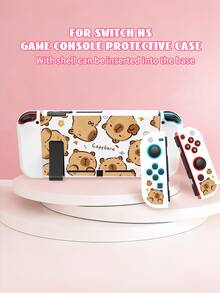 Cartoon Animal Capybara Pattern Game Console Shell And Accessories For Switch/Switch OLED, Including Protective Case, Storage Bag, Dock Shell, Console Dust Cover, Game Card Box, Controller Protective Sleeve And More Accessories Available, Suitable For Christmas, Spring Romance, Valentine's Day, Back To School Season And Other Occasions As Gifts - View 3