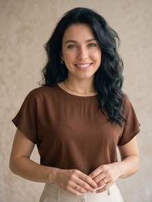 Muriah Basic Blouse, 100% Viscose Fabric, Ideal For Everyday Wear, Perfect Fit - 鏽棕色 - 查看 1