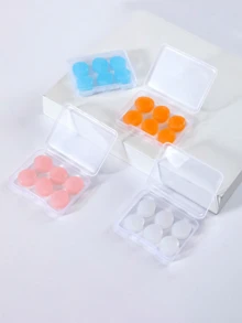6入可重複使用矽膠睡眠耳塞，塑膠矽膠軟耳塞，隔音降噪耳塞，附收納盒，32dB降噪，適合音樂會、游泳使用 - 數量 - 查看 4