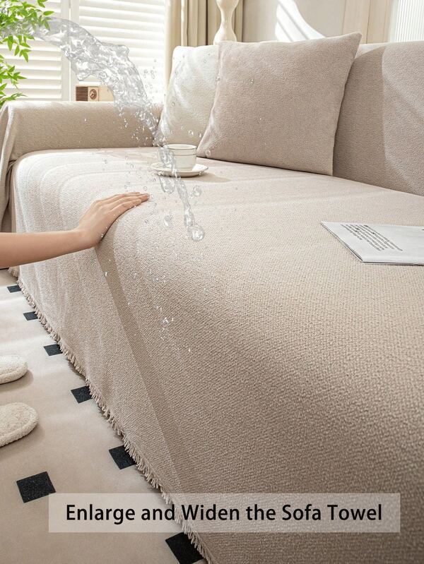 [Extra Large & Extra Wide]1PC Minimalist Solid Color Waterproof & Splash-Proof Sofa Cover, Stain & Oil Resistant, Pet-Friendly Anti-Scratch Sofa Protector, Soft & Comfortable Washable Sofa Throw Blanket, Perfect For Living Room Decor, Bedroom Decor, Home Decor, Office Decor, Room Decor, Fits Single, Double, Triple Straight Sofas & L-Shaped Chaise Sectional Sofas