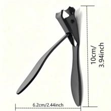 1Pc Professional Wide Jaw Nail Cutter Ergonomic Elbow Design Anti-Slip Leaf Handle Sharp Blade For Thick Nails Salon Home Pedicure Clipper - Black - View 6