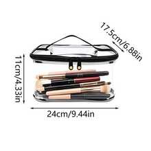 Bolsa de cosméticos portátil de PVC transparente con doble cremallera, impermeable, bolsa de aseo de viaje grande, organizador de almacenamiento de mano para cuidado de la piel, brochas de maquillaje, artículos de papelería para estudiantes, lápices, borradores, artículos de tocador de baño, artículos varios de escritorio para viaje, negocios y equipaje - Multicolor - View 7