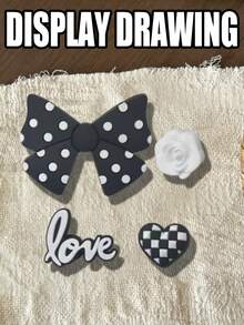 7 PCS Heart Bow Flower Letter Accessories For Clogs Decoration - Black - View 6