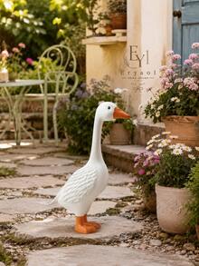 7 Inch Resin Goose Garden Sculpture - Weather-Resistant White Animal Decor - Rustic Style, Perfect For Outdoor Lawn, Garden And Porch - Multicolor - View 7