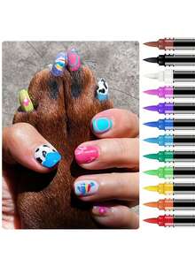 12pcs Dog Nail Polish Pens Quick Dry 12 Colors Pet Nail Polish For Dogs Or Cats Easy Application Dog Nail Polish Fast Dry Dog Polish - Great Dog Accessories Puppy Nail Polish Set - Multicolor - View 2