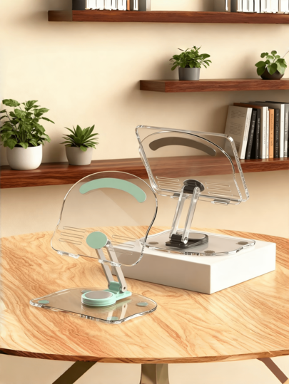 1 chiếc giá đỡ điện thoại trong suốt - xoay 360° toàn diện | giá đỡ điện thoại và máy tính bảng bằng nhựa có thể điều chỉnh & gấp gọn - đế chống trượt & đặt ổn định | phù hợp cho điện thoại để bàn - máy tính bảng livestream/xem video/xem phim liên tục - không phù hợp cho ô tô