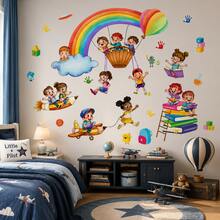 Rainbow Kids Wall Decals, Removable Hot Air Balloon Pencil Airplane Inspirational Stickers, Colorful ABC Blocks Learning Wall Stickers Suitable For Nursery Playroom Kindergarten Classroom Home Decor - Children's Rainbow Wall Stickers - View 4