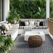 44 Pieces Of Interlocking Plastic Outdoor Flooring, Backyard Flooring.Outdoor Patio.Outdoor Walkway.Outdoor Floor Tiles.Waterproof Flooring.Outdoor Deck Tiles.Easy To Install, Sturdy PP Material, Suitable For Swimming Pools, Gardens. - Grey - View 6