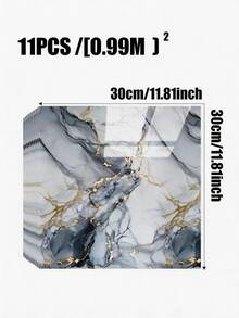 11片 11.81in*11.81in 光滑大理石紋陶瓷磚壁紙,防水防潮牆面貼飾,3D自黏式牆板適用於浴室,非真實瓷磚,適合廚房、客廳等各種場景的居家翻新 - 11Pcs-30*30CM - 查看 3