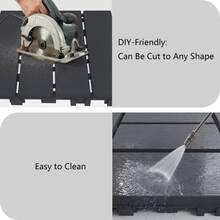 44 Pieces Of Interlocking Plastic Outdoor Flooring, Backyard Flooring.Outdoor Patio.Outdoor Walkway.Outdoor Floor Tiles.Waterproof Flooring.Outdoor Deck Tiles.Easy To Install, Sturdy PP Material, Suitable For Swimming Pools, Gardens. - Grey - View 2