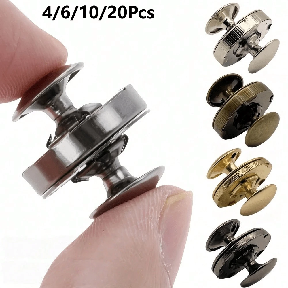 4/6/10/20 piezas Hebillas magnéticas de metal con doble remache, adecuadas para bolsos, bolsos de mano y ropa. Estos cierres magnéticos de remache incluyen hebillas de doble tapa, hebillas magnéticas para bolsos y botones especializados para ropa y bolsos, con una función de fijación oculta fuerte