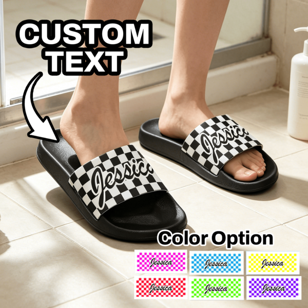 Pantuflas casuales de EVA con foto y texto personalizados, ideales para usar en casa, en la playa o de vacaciones. El regalo personalizado perfecto para las fiestas.
