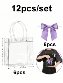 2/6/10/12/20pcs Reusable Transparent Plastic Gift Bags With Handles, PP Material With Bow Decoration, Suitable For Weddings, Bridal Showers, Birthday Parties, Baby Showers, Gender Reveal Parties, Small Businesses - Multicolor - View 16