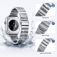 Star Pattern Stainless Steel Watch Band, Compatible With Apple Watch Series 1/2/3/4/5/6/7/8/9/10/11 SE/Ultra, Women's Elastic Metal Bracelet Strap - Blue - View 2