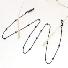 1pc Black Beaded Glasses Chain Anti-Drop Fashion Versatile Women's Gift - Silver - View 1