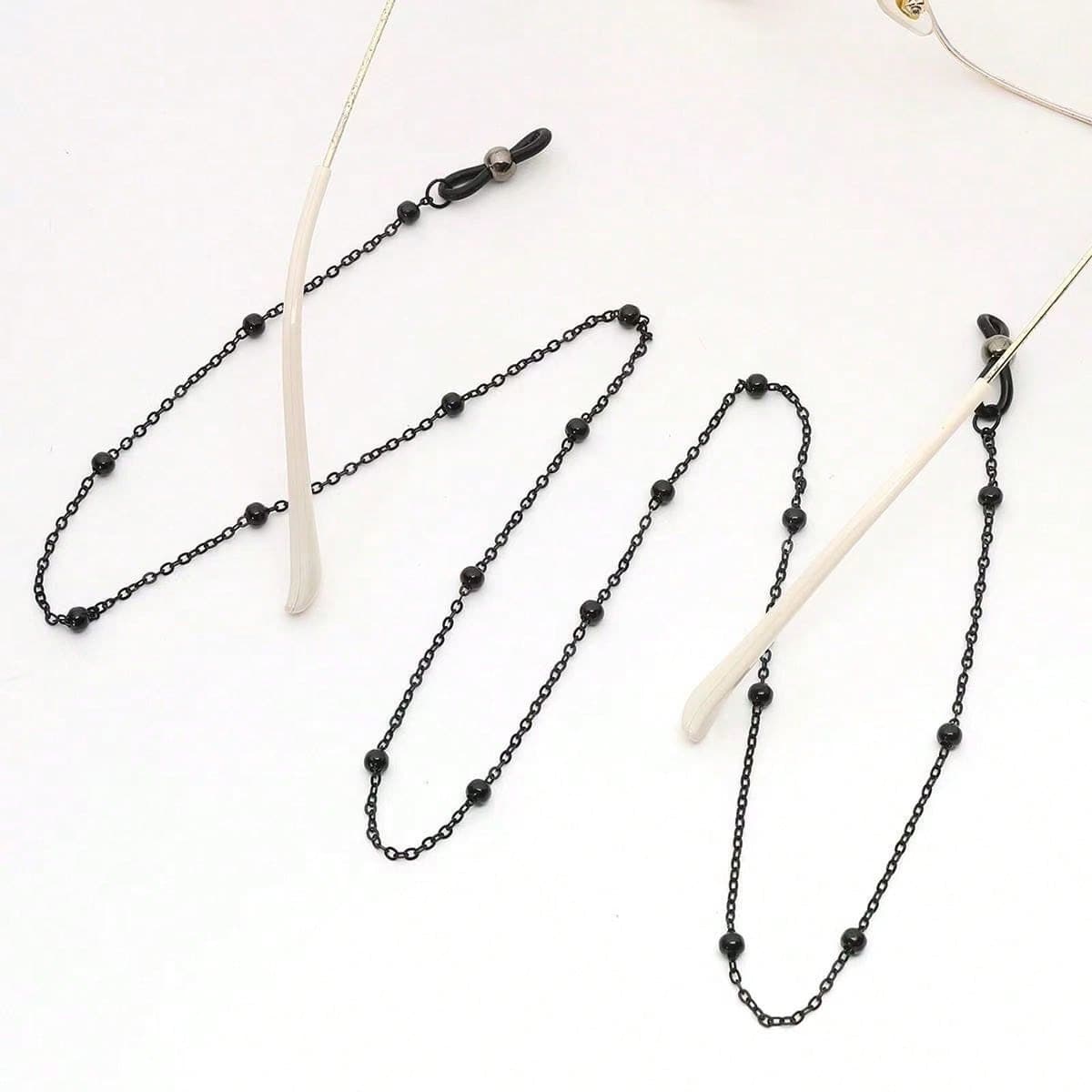 1pc Black Beaded Glasses Chain Anti-Drop Fashion Versatile Women's Gift - Silver - View 1