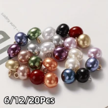 6/12/20Pcs Fashion Colorful Pearl Buttons, Multi-Functional Pearl Buckles, Tailor Shop Buttons, Suitable For Cheongsam, Dresses, Shirts, Knitwear, Wedding Dresses, Hanfu Copper Shank Hand-Sewn Buttons - Multicolor - View 12