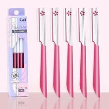 KAI 3/5/6PCS Stainless Steel Eyebrow Razor Set, Eyebrow Trimmer & Facial Hair Remover For Women, Sharp Precision Blades With/Without Safety Guard, Portable Makeup Tool For Eyebrows, Face & Peach Fuzz, Travel Essentials, Beauty Accessories, Gift Idea - Pink - View 6