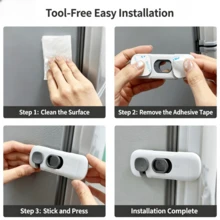 2 Pcs Universal Safety Locks, 360-Degree Rotatable Heavy-Duty Childproof Lock, For Cabinets Single Door Refrigerator Freezer, Easy To Install - Multicolor - View 6
