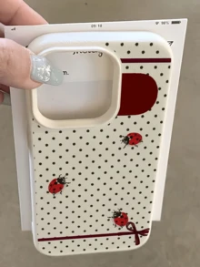 1件白色波點緞帶昆蟲極簡個性化TPU防震全包覆手機殼，適用於Apple 17 16 15 14 13 12 11 Pro Max Air 及系列 - 彩色 - 查看 2