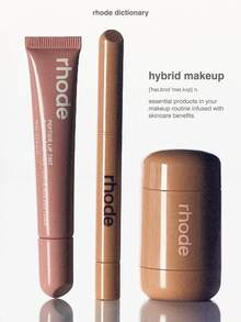 RHODE Set de bálsamo labial Hailey de 3 piezas (incluye delineador de labios, bálsamo labial y rubor). Set de maquillaje. Set de brochas de maquillaje de regalo promocional (6 brochas). Rubor portátil, delineador de labios con péptidos, brillo labial con péptidos. Maquillaje e hidratación para rostro y labios. - pecas+tostada - Ver 3
