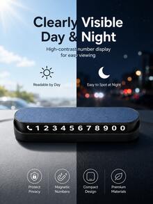 New PU Leather Temporary Parking Number Plate, High-End Car Phone Number Display Card, Hidden Design Vehicle Mobile Call Card, Premium Car Interior Decoration Accessory - A - View 5