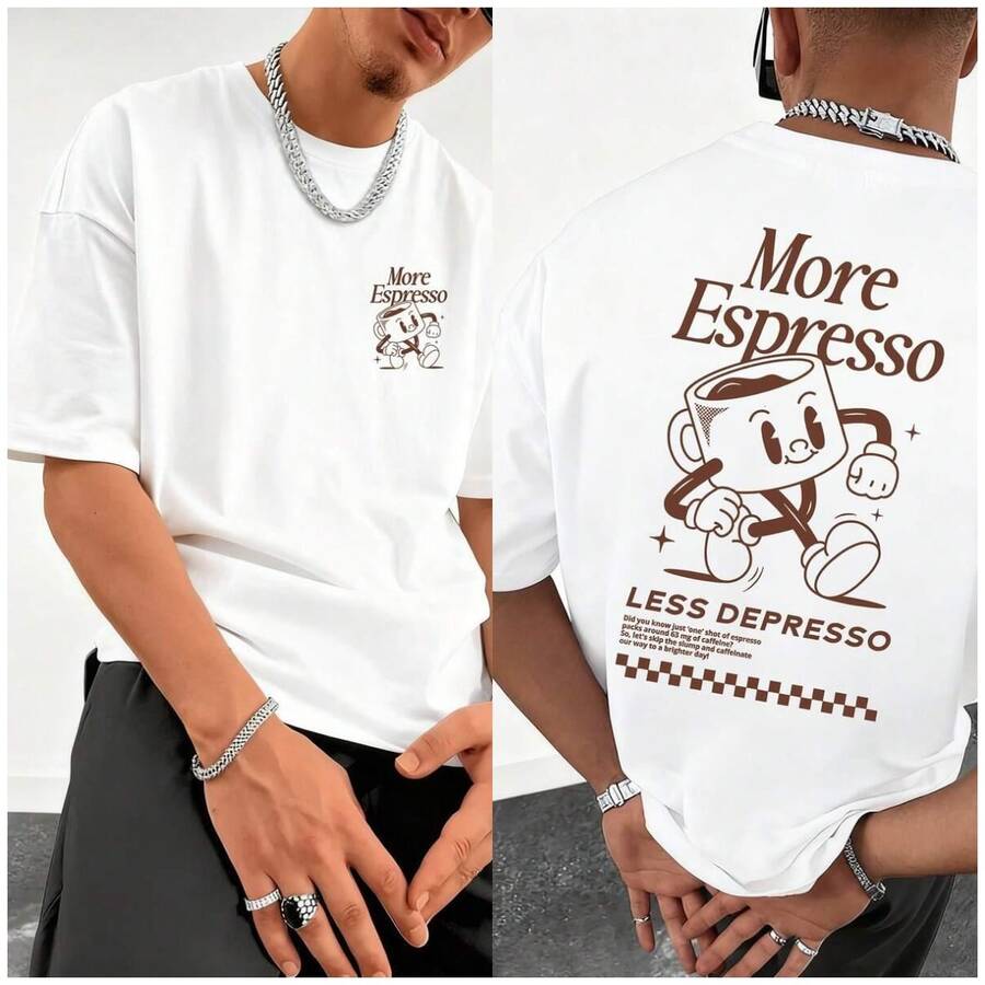 Camiseta de manga corta con estampado de letras personalizadas para hombre GRDR, adecuada para el verano, a la moda. - Blanco - Ver 1