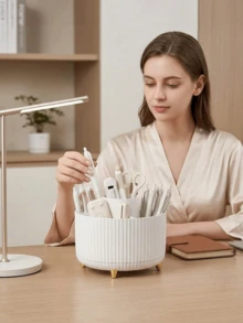 Space-Saving Cosmetic Display Stands & Beauty Organizers With 360 Degree Rotating Base Minimalist Organizer For Women And Students Aesthetic Organozadores De Maquillaje Perfect For Bedroom Desk Vanity Decor Perfume Organizer - Nhiều màu - Xem 3