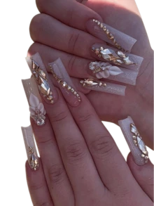 21-Grid Nail Art Rhinestone Set With Rhinestone Picker Pen, Champagne Color Nail Decorations, Multiple Shapes For DIY, 3D Embellishments, Nail Supplies, Suitable For Daily Use And Nail Salons - Champagne - View 4
