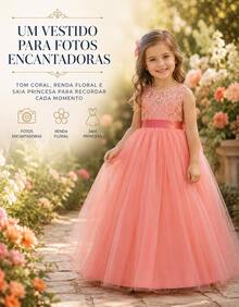 Long Dress For Children, Youth, Party, Flower Girl, Bridesmaid, Wedding, Flower Girl, Debutante, Princess, Miss, Lace With Bow, 3/4 Sleeve, Luxury - 3 To 16 Years - 乾枯玫瑰色 - 查看 8