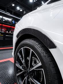 4pcs/Set Drip Glue Carbon Fiber Pattern PVC Material Car Wheel Arch Anti-Collision Strips, Carbon Fiber Appearance Fender Decorative Guard Strips, Universal Scratch-Resistant Body Protection, Car Exterior Accessories - A - View 5