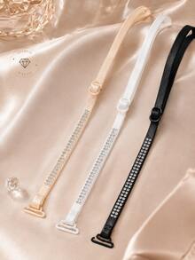 2 Pairs Rhinestone Bra Shoulder Straps, Adjustable & Detachable Replacement Bra Straps, Sparkling Rhinestone Decor Straps For Women's Camisole Dresses - Multicolor - View 6