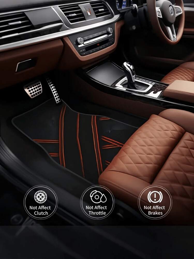 4pcs Patterned Car Floor Mats, Stylish, Absorbent, Non-Slip, Washable, Decorative Car Interior Mats, Suitable For Sedans, SUVs, And Trucks, Black, All-Season, A Must-Have For Car Owners, The Perfect Gift, Suitable For All Weather Conditions. - A - View 4