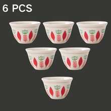 1/6pcs Gold Rim Vintage Tulip Pattern Ceramic Cup Gift Set, Traditional Coffee Cup, Suitable For Saudi National Day Party, African Style Cafe And Daily Coffee Drinking - Multicolor - View 13