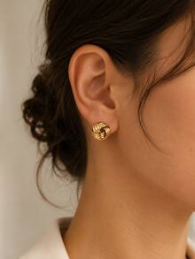 1 Pair Iron 3D Twisted Knot Ball Stud Earrings For Women - Knot - View 10
